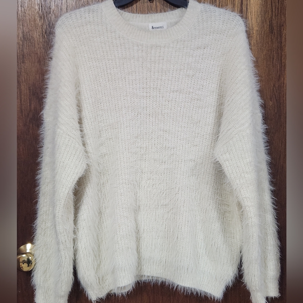 Fuzzy White Women's Sweater
